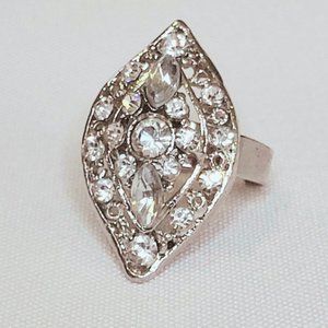 Adjustable Silver Ring with Crystals